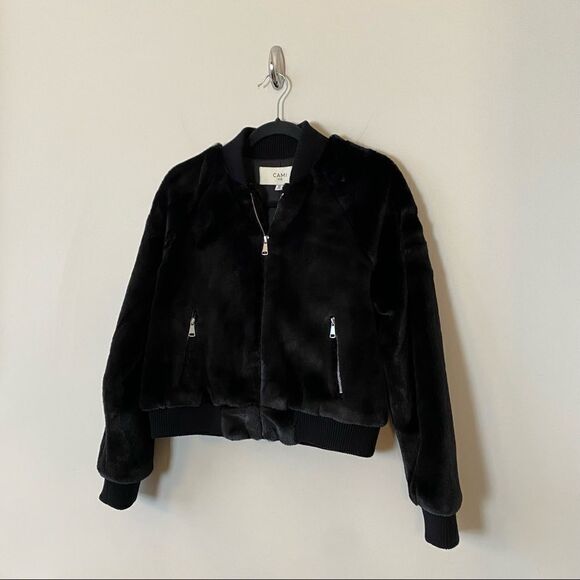 Cami NYC- Black Fey Faux Fur Bomber Jacket (Size:XS) - Picture 5 of 14